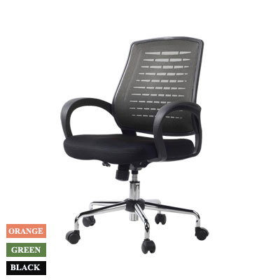 25023::PL-173::A Sure office chair. Dimension (WxDxH) cm : 58x56.5x91-99. Available in Black-Black, Orange-Black and Geaan-Black