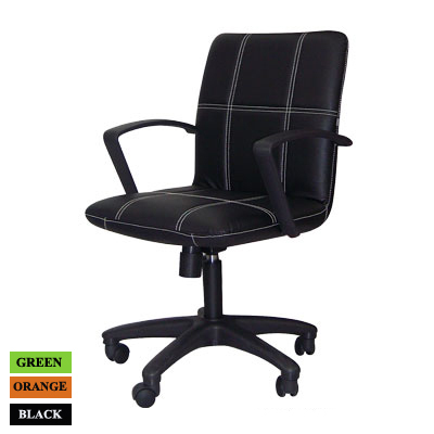 83043::PL-222::A Sure office chair. Dimension (WxDxH) cm : 55x60x88-100. Available in Black, Green and Orange