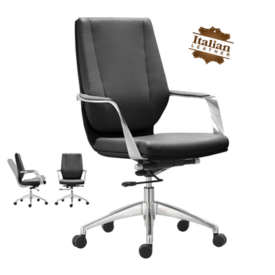 001700045::PL-522L::เก้าอี้สำนักงานพนักพิงกลาง PL-522L WIGAN (วีแกน) สีดำ หนังแท้ พนักพิงกลาง ขนาด 65x64.5x105.5-115.5 มม.เก้าอี้สำนักงาน ชัวร์ ชัวร์ เก้าอี้สำนักงาน (พนักพิงกลาง)