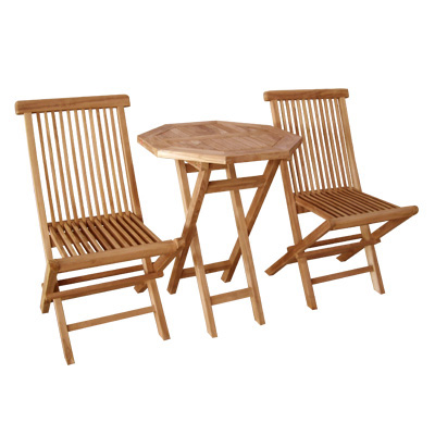 32092::TGE-60F-TGC-100F(2)::ชุดโต๊ะพับไม้สักทรงแปดเหลี่ยม พร้อมเก้าอี้พับไม้สัก 2 ที่นั่ง( สีสักธรรมชาติ) ชุดเอาท์ดอร์ outdoor ชัวร์