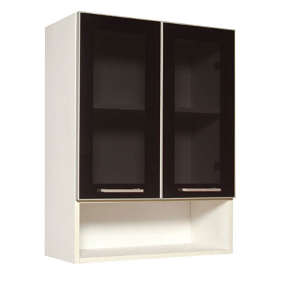 61092::SLW-60G::A Sure floating cabinet with upper swing glass doors and lower open shelves. Dimension (WxDxH) cm : 60x30x80 Kitchen Sets