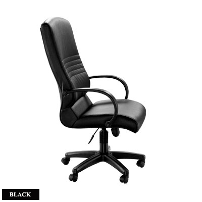 01022::STAR-3300::A Sure office chair with PU leather seat and gas-lift adjustable. Dimension (WxDxH) cm : 63x72x114-124. Available in Black