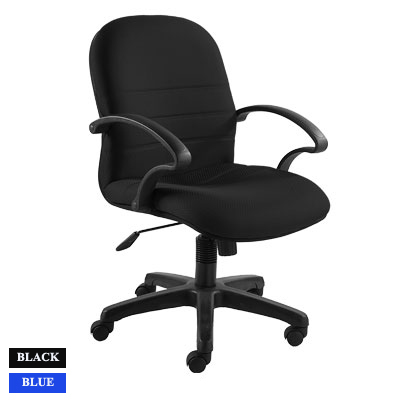 01020::VENUS-2402::A Sure office chair with fabric seat. Dimension (WxDxH) cm : 62x63x96-106. Available in Blue and Black