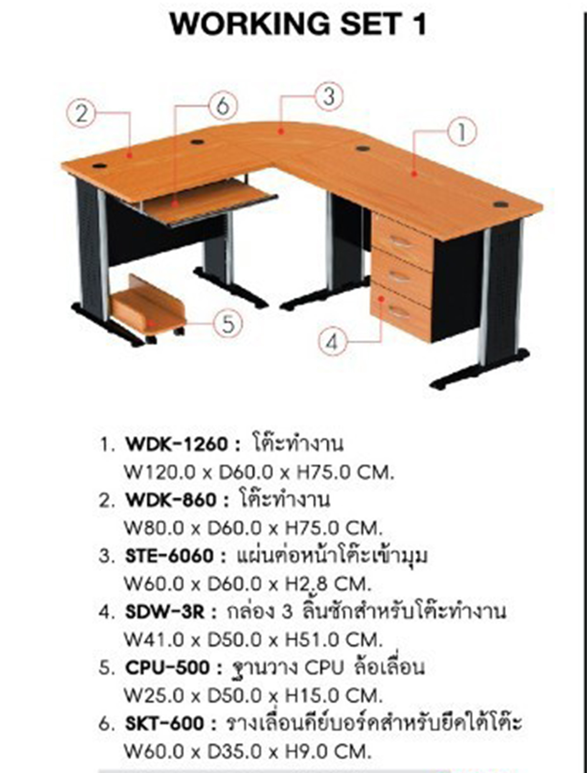 25098::WORKING-SET1::ชุดโต๊ะทำงาน รุ่น WORKING-SET1 ชุดโต๊ะทำงาน SURE