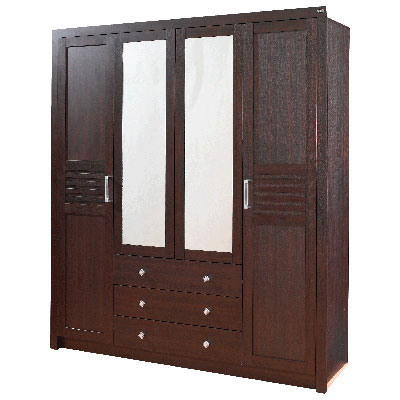 89085::XHB-706::A Sure wardrobe with 4 swing doors and 6 drawers. Dimension (WxDxH) cm : 194.8x66x220. Available in Oak