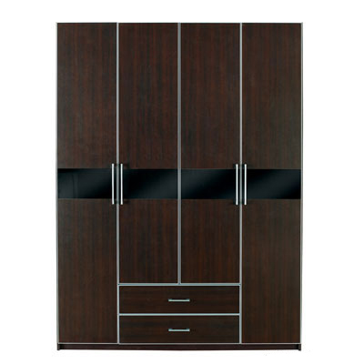 10055::XHB-745::A Sure wardrobe with 4 swing glass doors and 2 drawers. Dimension (WxDxH) cm : 163.8x62x220. Available in Oak