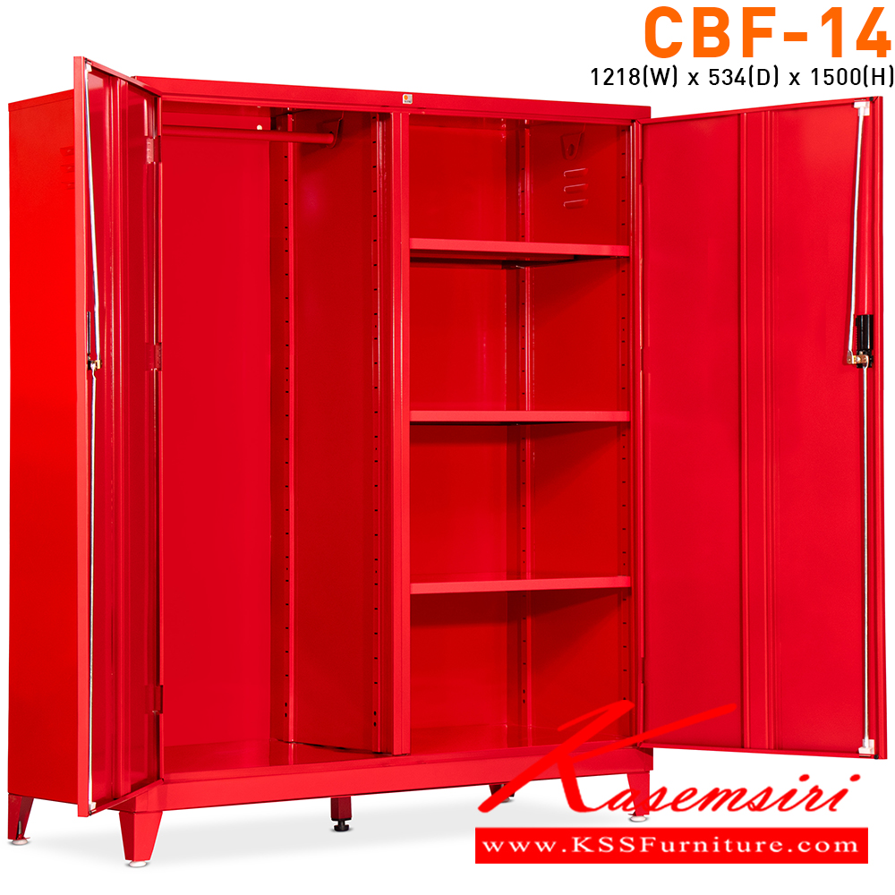 26020::CBF-14::ชุดตู้เก็บอุปกรณ์ดับเพลิง บานเปิดทึบ ขนาด 4 ฟุต พร้อมฐาน ขนาด ก1218xล534xส1500 มม.  ไทโย ตู้อเนกประสงค์เหล็ก