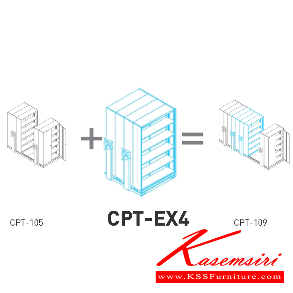 66037::CPT-105,CPT-EX2,CPT-EX4::ตู้เอกสารรางเลื่อนมือจับพวงมาลัยหมุน สามารถรับน้ำหนักได้สูง 75 กก./ชั้น โครงสร้างตู้แผ่นเหล็ก SPCC หนา 0.7 มม. รุ่น CPT-105 ประกอบด้วยตู้รางเลื่อนเดี่ยว 1 ตู้ ตู้รางเลื่อนคู่ 2 ตู้ 1 แถว ขนาด กว้าง2540Xลึง1220Xสูง2250 มม.มี 3 สี เขียวขาว,ส้มขาว,ครีมอ่อน