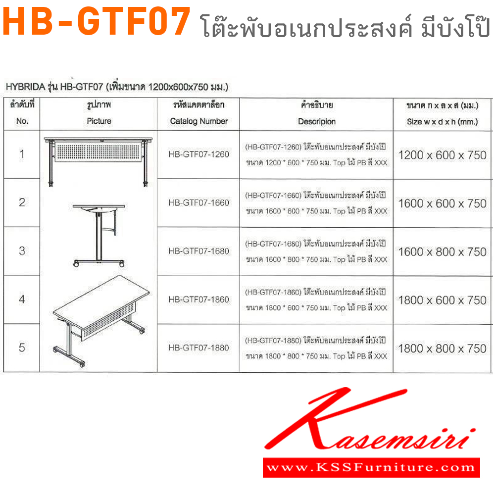 79067::HB-GTF07::โต๊ะพับเอนกประสงค์ มีขนาด 120, 160 และ 180 ซม. TOP เมลามีน พับเก็บหน้าโต๊ะได้ มีกันโป๊เหล็ก มีล้อเลื่อน ไทโย โต๊ะอเนกประสงค์
