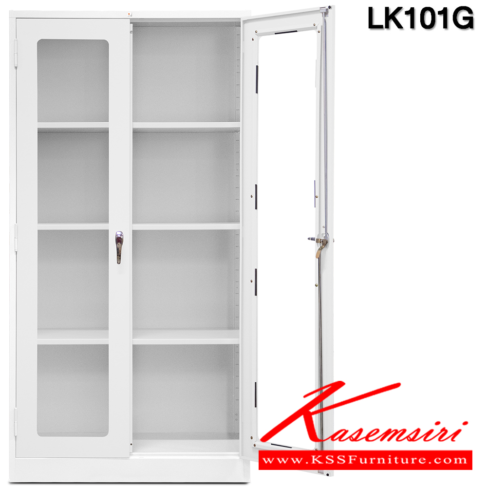 00079::LK101G::ตู้เอกสาร 2 บานเปิดกระจก (เทียบเท่า มอก.) เหล็กหนา 0.5,0.6 สีเทาสลับ,ขาวเขียว,ขาวล้วน,ขาวฟ้าทิฟฟนี่บลู ขนาด ก920xล460xส1830 มม  ไทโย ตู้เอกสารเหล็ก