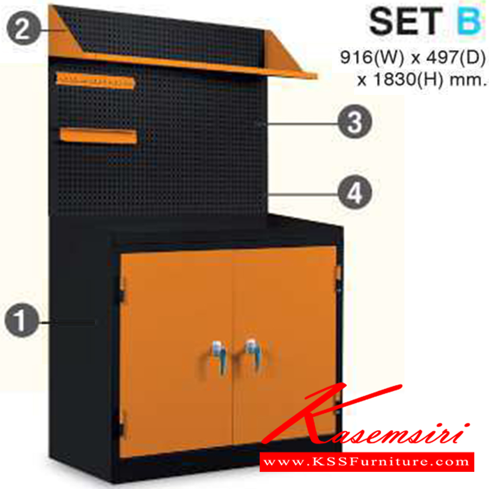 06079::SET-B::MCB36,MAS90,MSR90,MST90 ขนาด ก916xล497xส1830 มม. ไทโย ตู้อเนกประสงค์เหล็ก