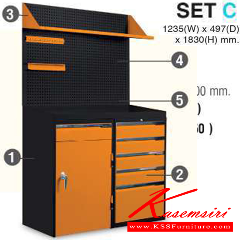66093::SET-C::MGC36,MMD05,MAS120,MSR120,MST120 ขนาด ก1235xล497xส1830 มม. ไทโย ตู้อเนกประสงค์เหล็ก