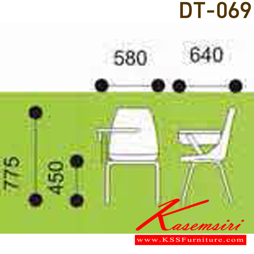 60007::DT-069::A VC lecture hall chair with polypropylene seat and chrome base. Dimension (WxDxH) cm : 57x64x77.5
