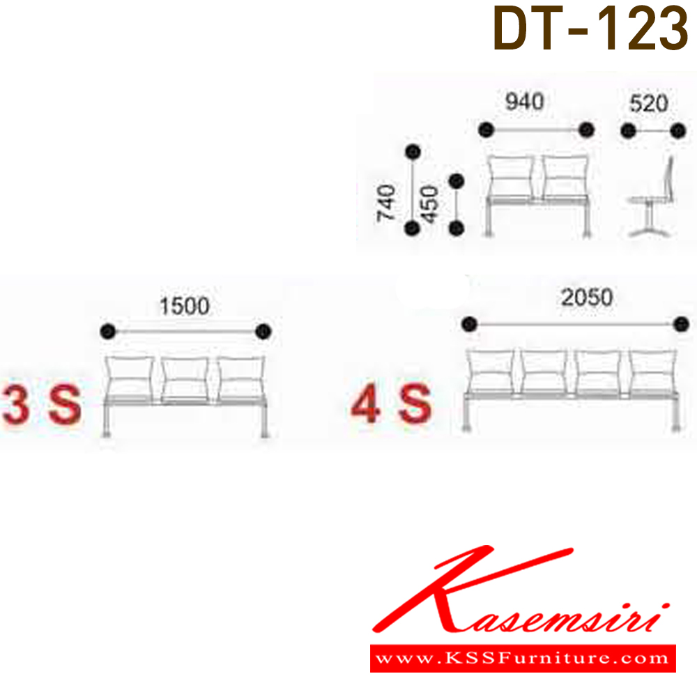 78090::DT-123-2S-3S-4S::A VC row chair for 2/3/4 persons with plastic seat and black painted base.