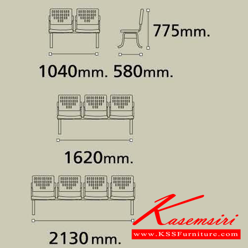 63066::VC-618::เก้าอี้ 2-3-4 ที่นั่ง หุ้มเบาะ2แบบ(เบาะหนัง,เบาะผ้า) ไม่มีท้าวแขน   เก้าอี้รับแขก VC