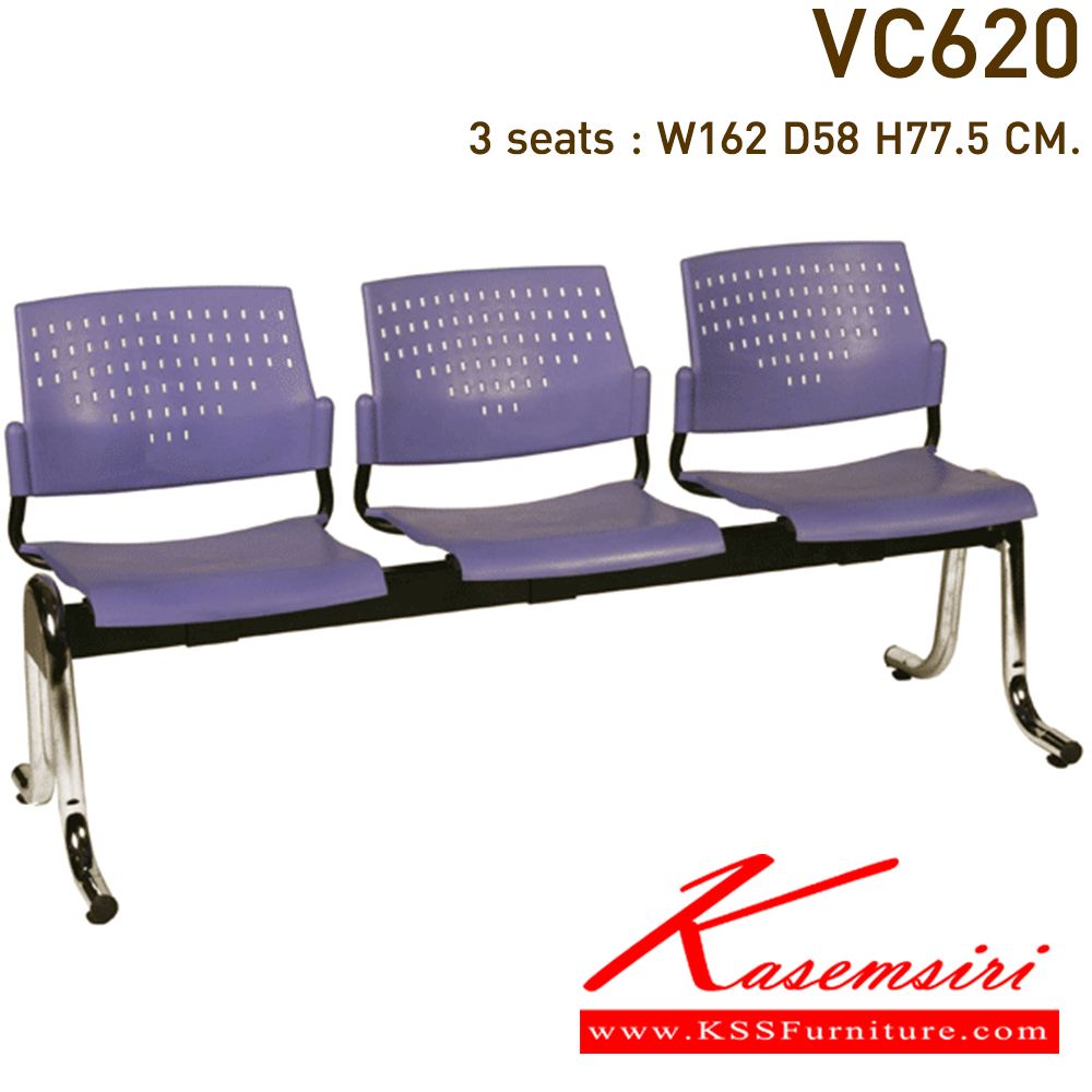 91066::VC-620::A VC row chair for 2/3/4 persons with non-covered seat. Dimension (WxDxH) cm : 104x58x77.5