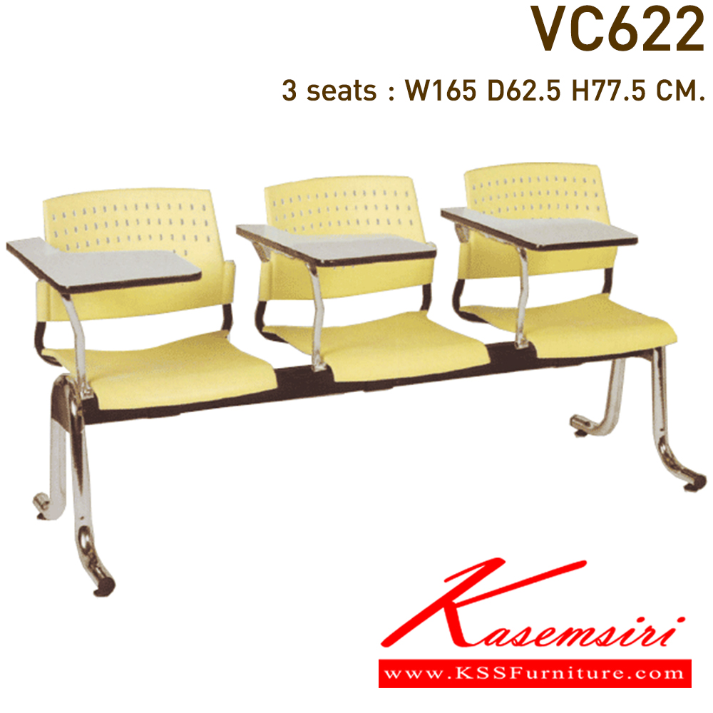 93017::VC-622::A VC lecture hall chair for 2/3/4 persons with PVC leather/mesh fabric seat and chrome base.