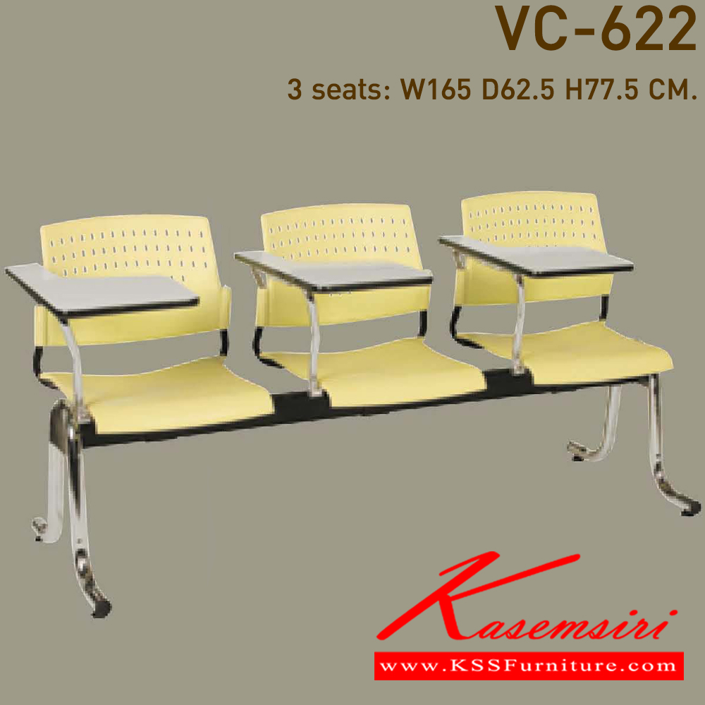 93017::VC-622::A VC lecture hall chair for 2/3/4 persons with PVC leather/mesh fabric seat and chrome base.