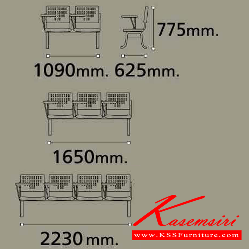 93017::VC-622::เก้าอี้ เลคเชอร์ 2-3-4 ที่นั่ง หุ้มเบาะ2แบบ(เบาะหนัง,เบาะผ้า)  เก้าอี้แลคเชอร์ VC