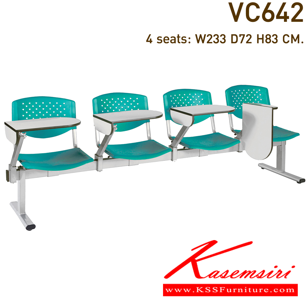 39072::VC-642::A VC lecture hall chair for 2/3/4 persons with PVC leather seat.