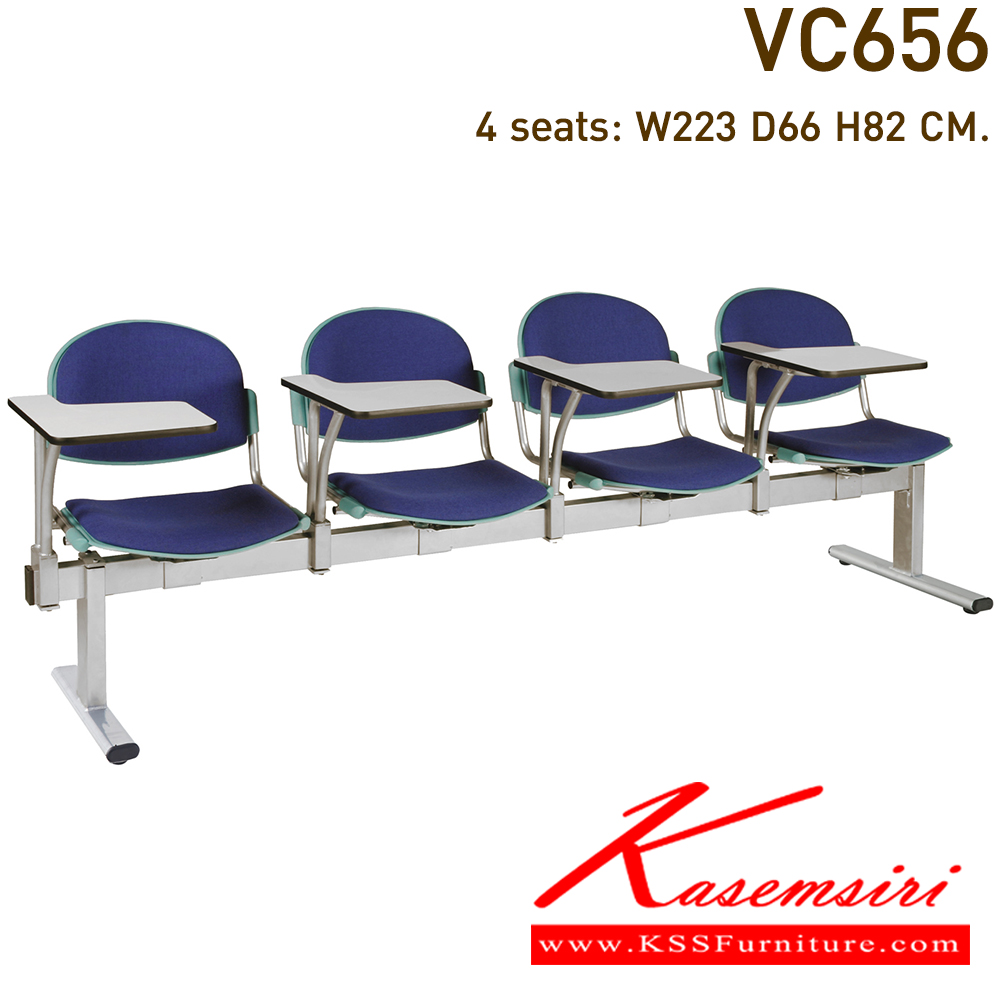 46014::VC-656::A VC lecture hall chair for 2/3/4 persons with PVC leather/mesh fabric seat.