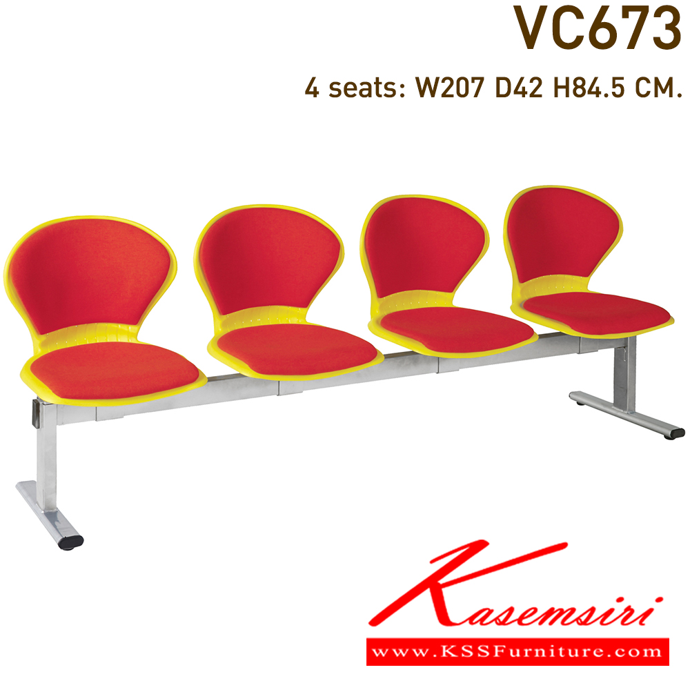52039::VC-673::A VC row chair for 2/3/4 persons with PVC leather/mesh fabric seat.
