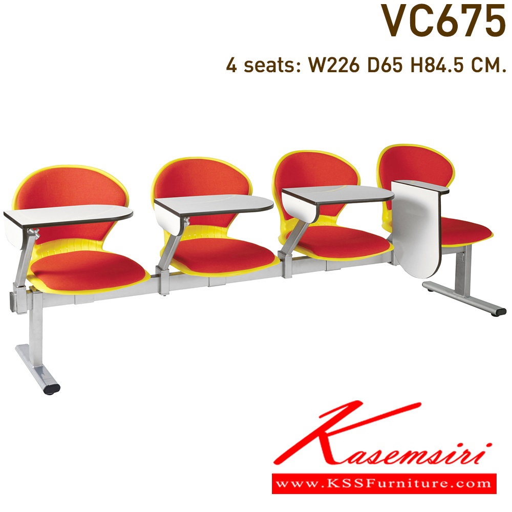32073::VC-675::A VC lecture hall chair for 2/3/4 persons with PVC leather/mesh fabric seat.