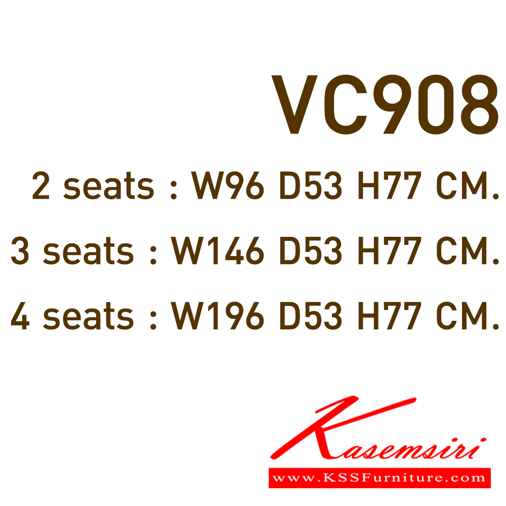 69059::VC-908::พลาสติกที่นั่ง และที่พิง ทำจากพลาสติกฉีดขึ้นรูป พอลิโพรไลลีน (Polypropylene) หรือ PP 
โครงเก้าอี้พ่นสีในระบบ Epoxy ขาชุบเงามีลักษณะเป็นรูปตัว V คว่ำ สามารถเพิ่มที่นั่งได้สูงสุด 4 ที่นั่ง
เปลือกเก้าอี้มีทั้งหมด 3 สี ดังนี้ สีแดง สีดำ สีขาว