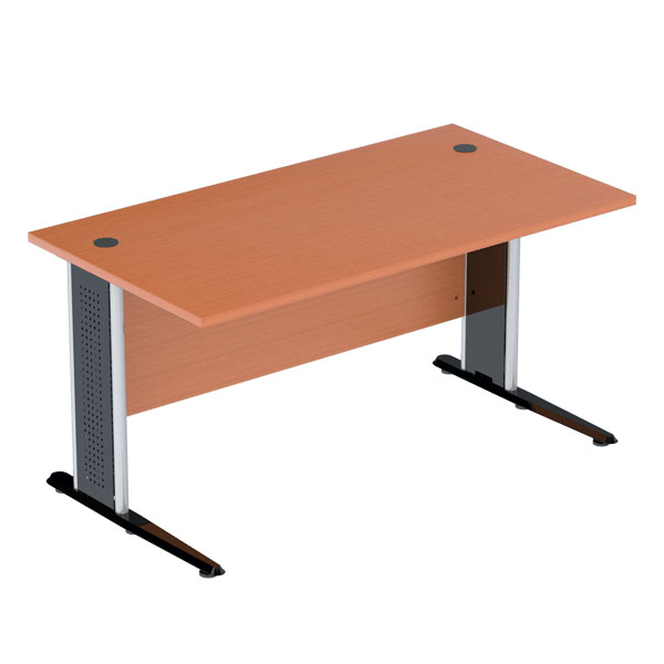 64069::WDK-1580::โต๊ะทำงาน รุ่น WDK-1580 (ขาพ่นดำ-EPOXY,ขาชุบโครเมี่ยม) ขนาด ก1500xล800xส750 มม. ชัวร์ โต๊ะสำนักงานเมลามิน