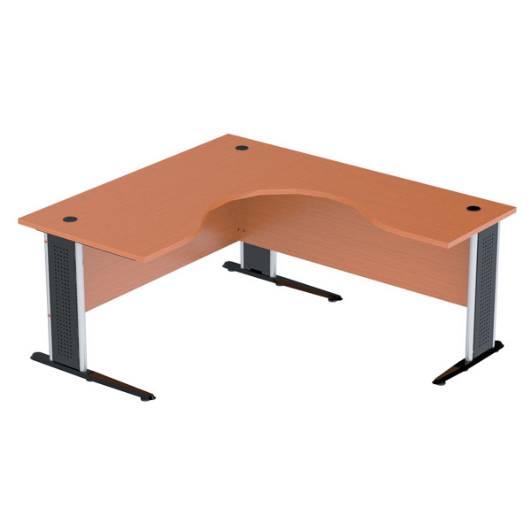 01071::WSTL-1618::ชุดโต๊ะทำงานรูปตัวแอลต่อซ้าย WSTL-1618 ขนาด 160 x 180 x 75 cm. ขา2แบบ(ขาพ่นดำ,ขาชุบโครเมี่ยม) โต๊ะสำนักงานเมลามิน SURE