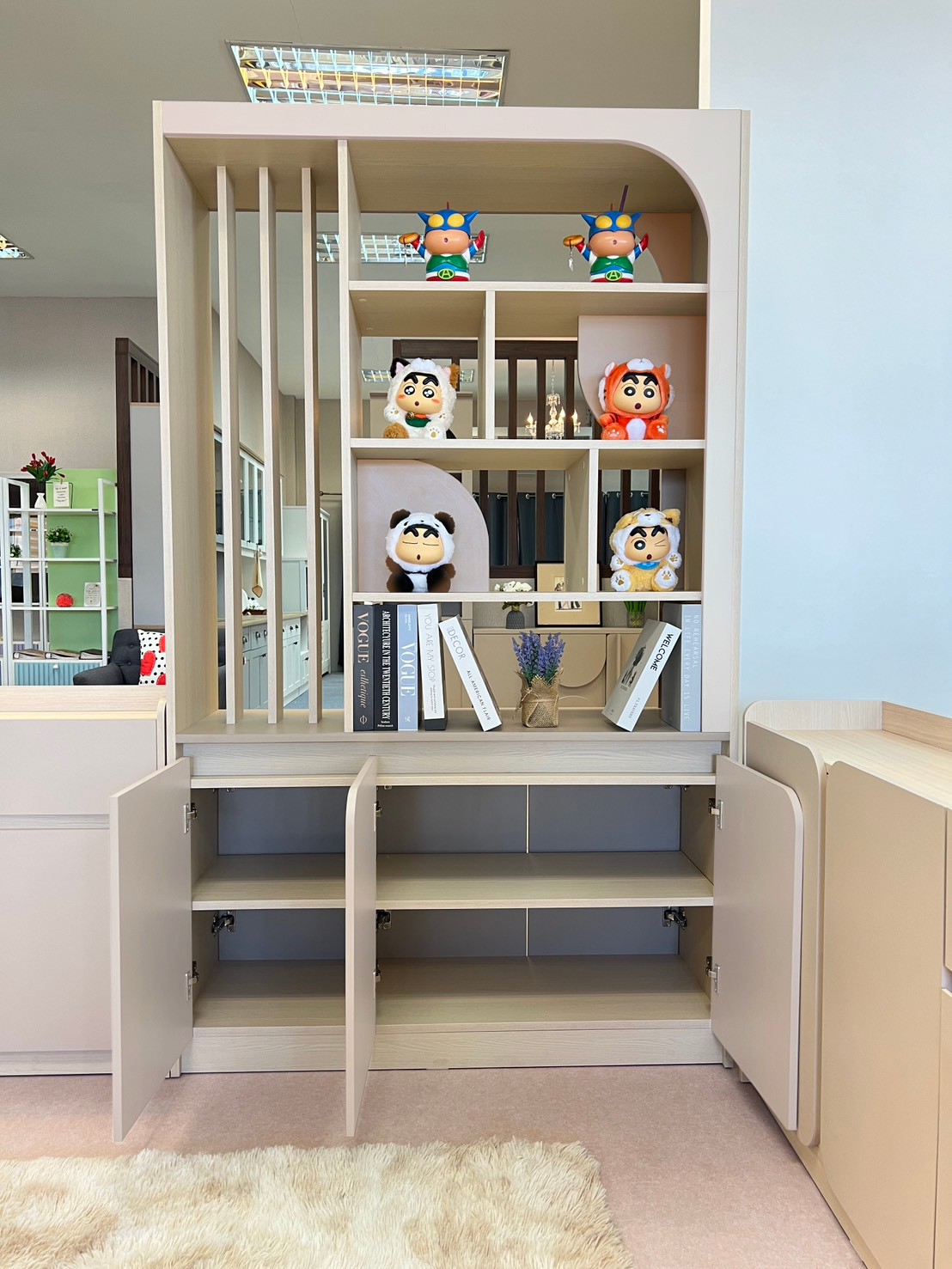 20079::PCS-124::ตู้กั้นห้อง 120 ขนาด w120xd40xh200 ซม. spec : PU/MELAMINE(E1) ไอเวอรี่/เบจ,ขาว(วู้ดลิฟ)ลินิน CURVA Collection  เอ็กซ์ซีเอฟ ตู้อเนกประสงค์