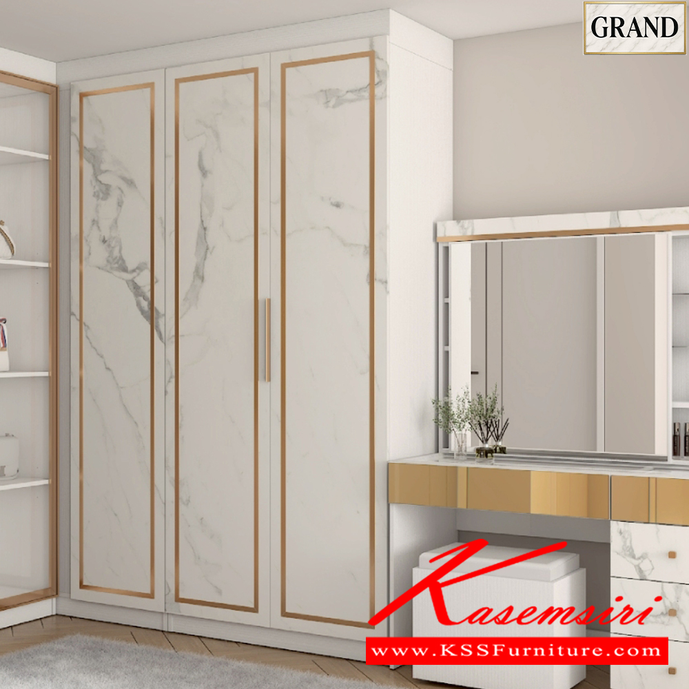 35053::GC-1001B(บานกระจกใส)::ตู้เสื้อผ้า2บานเปิดกระจกใส 100ซม. ขนาด 100x60x230 cm.SPEC:PU/MELAMINE(E1) ราวแขวน2เส้นถอดออกได้ บานพับ Soft close เฟรมอลูมิเนียม  เอ็กซ์ซีเอฟ ตู้เสื้อผ้า-บานเปิด