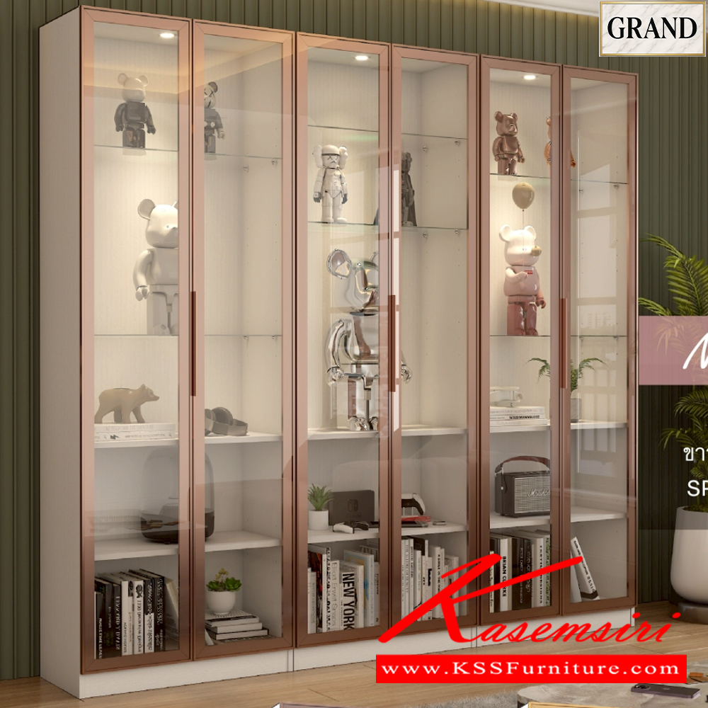 01090::GS-802::ตู้โชว์ดาวน์ไลท์ 80 ซม. ขนาด 80x40x230 cm.SPEC:PU/MELAMINE บนบานเปิดกระจกใสเต็มเฟรมอลูมิเนียม สีทอง/พิงค์โกลด์ มือจับอลู สีทอง/พิงค์โกลด์ 3ชั้นบนปรับกระจกใส หนา 5 มม. 2ชั้นล่างเป็นไม้ บานพับ SoftClose เอ็กซ์ซีเอฟ ตู้โชว์ เอ็กซ์ซีเอฟ ตู้โชว์