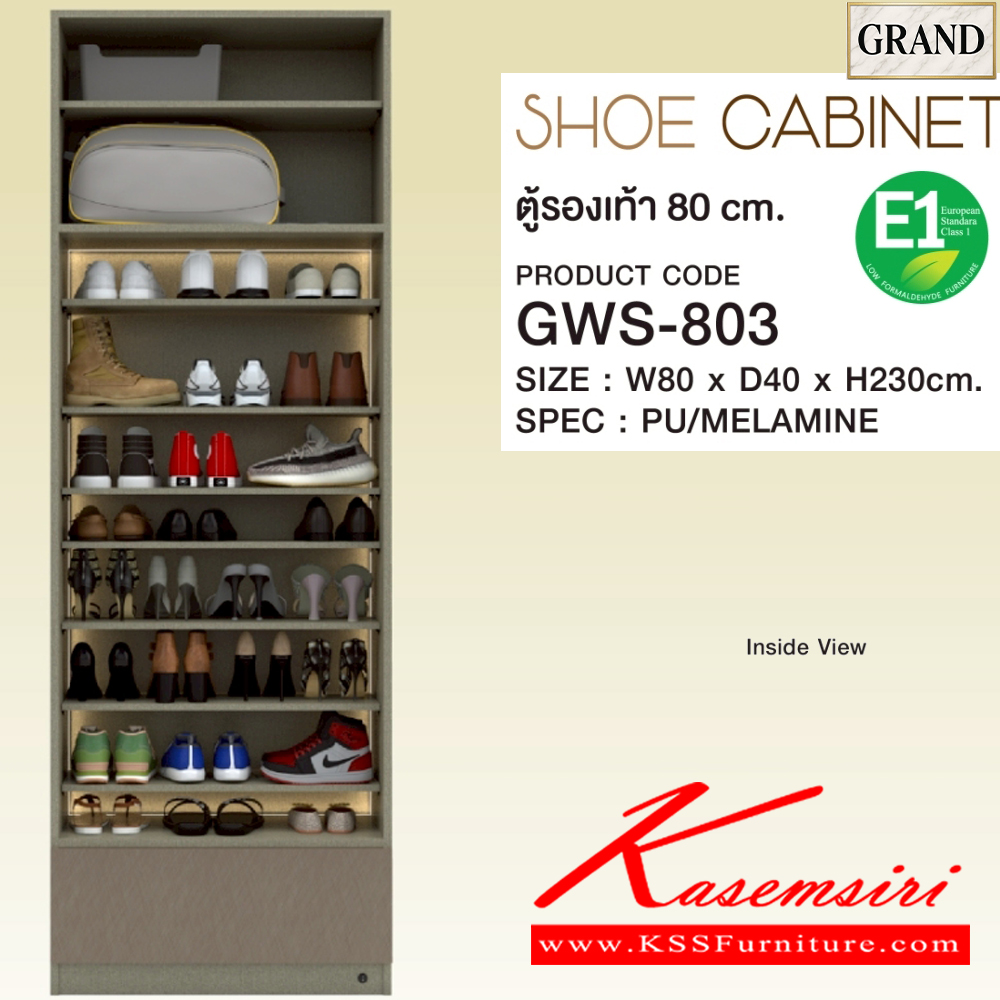 48011::GWS-803::ตู้รองเท้า 80 ซม.วางรองเท้าได้ 24-32คู่เฟรมอลูมิเนียมสีทองกระจกใส ขนาด 80x40x230 cm.SPEC:PU/MELAMINE บานพับ Soft close ชั้นวางรองเท้าระดับได้ ไฟ Led COB Strip Light สี วอร์มไวท์ ด้านบนบานเปิดภายในสามารเก็บของได้ Soft Close ด้านล่างลิ้นชักเก็บของรางลูกปืน