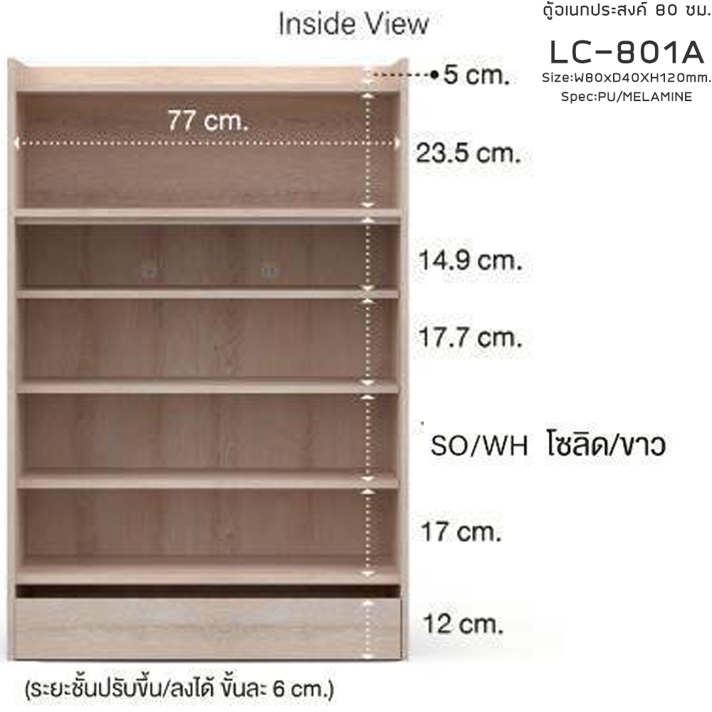 32059::LC-801A::ตู้อเนกประสงค์เตี้ย 80 ซม. ขนาด w80xd40xh120 ซม. spec : PU/MELAMINE(E1) สีโซลิต/ขาว,สีไลท์เวงเก้/ขาว,สีขาว เอ็กซ์ซีเอฟ ตู้อเนกประสงค์