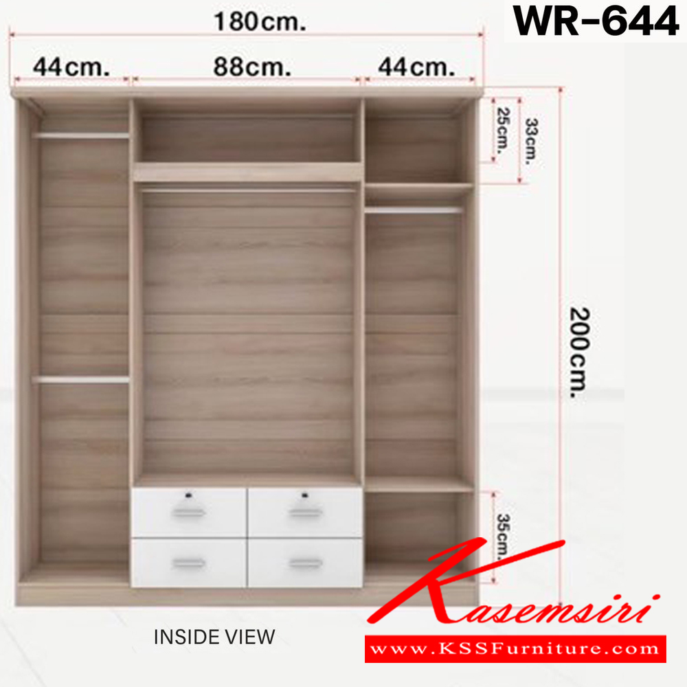 36050::WR-644::ตู้เสื้อผ้า 1.8 ม. 4 บานเปิด 4ลิ้นชัก กระจกเงา ขนาด1800x550x2000มม. SPEC:PU/MELAMINE สีโซลิดขาว(SoWh),สีขาว(Wh),สีโอ๊ค(Od),สีโอ๊คขาว(OdWh),สีไลท์เวงเก้แฟบริค(LvFb) เอ็กซ์ซีเอฟ ตู้เสื้อผ้า-บานเปิด