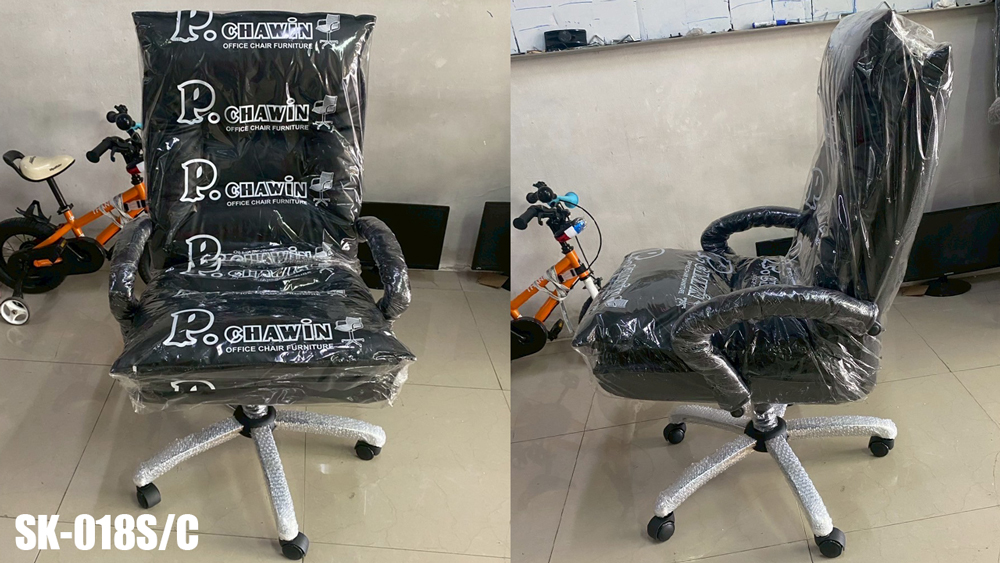 69062::SK018S-C::A Chawin office chair with PVC leather seat, tilting backrest and gas-lift adjustable. Dimension (WxDxH) cm : 59x52x92