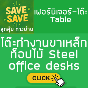SAVE-SAVE สุดคุ้มทางผ่าน โต๊ะทำงานขาเหล็ก ท็อปไม้ Steel office desks